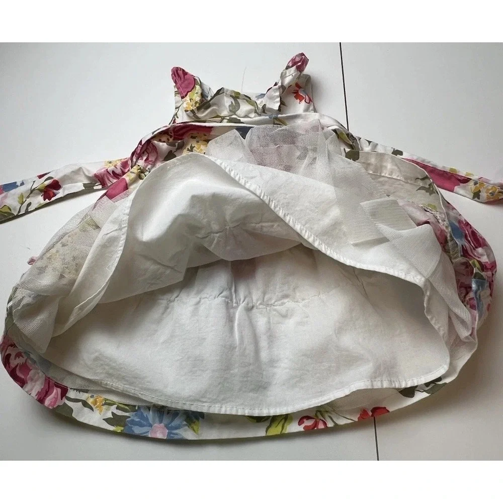 The Childrens Place 89 Dress Easter  Girls White Floral Sash Ruffle 6-9 Months